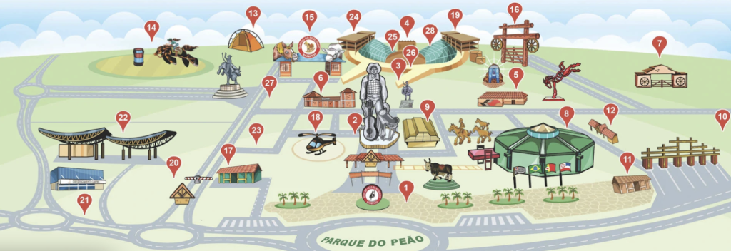 Mapa do Parque do Peão de Barretos — Foto: Divulgação