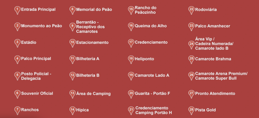 Mapa do Parque do Peão de Barretos — Foto: Divulgação